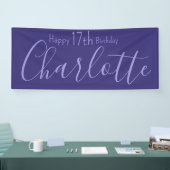 Aangepaste Paarse Modern Chic Happy 17th Birthday Spandoek (Beurs)