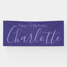 Aangepaste Paarse Modern Chic Happy 17th Birthday Spandoek
