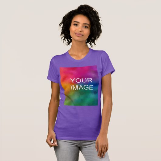 Aangepaste Paarse moderne elegante rendy Sjabloon T-shirt (Voorkant volledig)