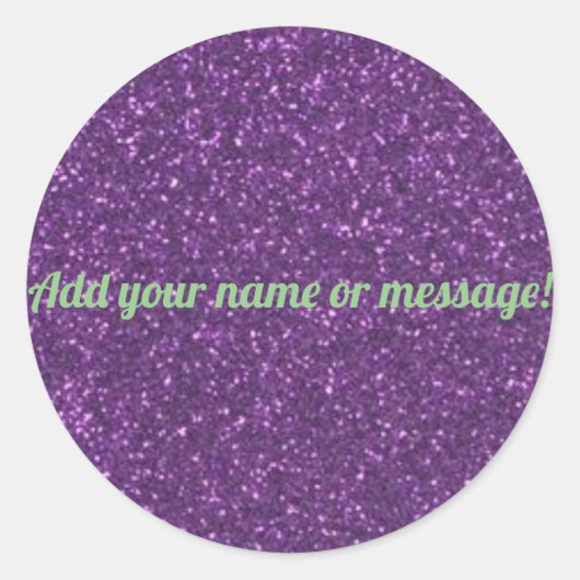 Aangepaste paarse mousserende glitter ronde sticker (Voorkant)