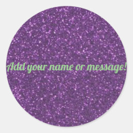 Aangepaste paarse mousserende glitter ronde sticker