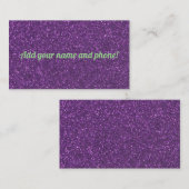 Aangepaste paarse mousserende glitter visitekaartje (Voorkant / Achterkant)