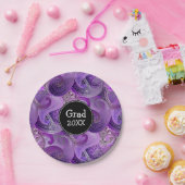 Aangepaste Paarse Paisley Pattern Partij Papieren Bordje (Feest)