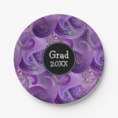 Aangepaste Paarse Paisley Pattern Partij Papieren Bordje (Voorkant)