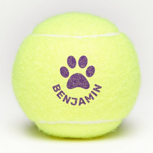 Aangepaste Paarse Pet Naam Pet Tennisballen (Voorkant)