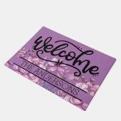 Aangepaste Paarse Pioenrozen Bloemstuk Welkom Deurmat (Schuin)