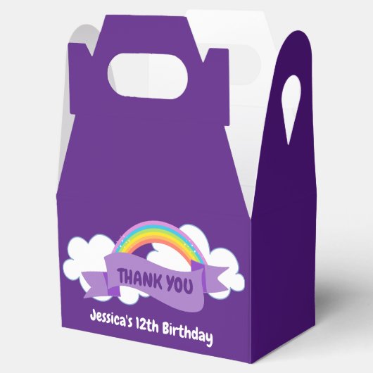 Aangepaste  Paarse regenboog verjaardagsfeest Bedankdoosjes (Geopend)