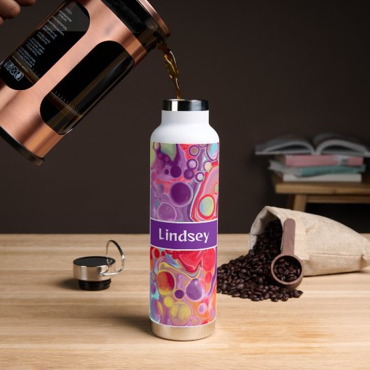 Aangepaste Paarse rode pour die vochtige kunst sch Waterfles (Koffie)