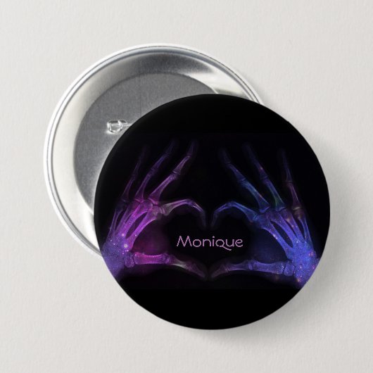 Aangepaste Paarse röntgenvingerafdrukken vormen ee Ronde Button 7,6 Cm (Voorkant /achterkant)