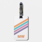 Aangepaste Paarse Roze Aqua Sinaasappel Retro Stri Bagagelabel (Achterkant verticaal)