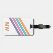 Aangepaste Paarse Roze Aqua Sinaasappel Retro Stri Bagagelabel (Achterkant horizontaal)