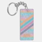 Aangepaste Paarse Roze Aqua Sinaasappel Retro Stri Sleutelhanger (Voorkant Links)