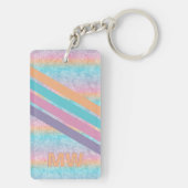 Aangepaste Paarse Roze Aqua Sinaasappel Retro Stri Sleutelhanger (achterkant)
