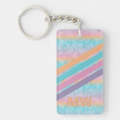 Aangepaste Paarse Roze Aqua Sinaasappel Retro Stri Sleutelhanger (Voorkant)
