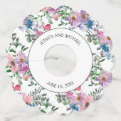 Aangepaste Paarse roze en witte flora Wijnglaslabel (Voorkant)