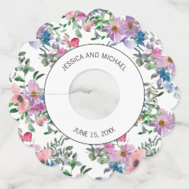 Aangepaste Paarse roze en witte flora Wijnglaslabel