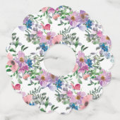 Aangepaste Paarse roze en witte flora Wijnglaslabel (Achterkant)