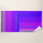Aangepaste Paarse roze ombre Stripe Strandlaken (Voorkant)