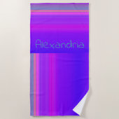 Aangepaste Paarse roze ombre Stripe Strandlaken (Voorkant)