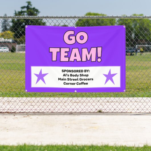 Aangepaste Paarse Roze Team Banner (Insitu)