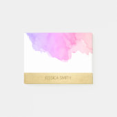 Aangepaste Paarse roze Waterverf Faux Gold Foil Post-it® Notes (Voorkant)
