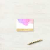 Aangepaste Paarse roze Waterverf Faux Gold Foil Post-it® Notes (Op bureau)