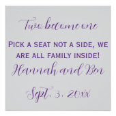 Aangepaste Paarse Script Wedding Achtergrond Perfect Poster (Voorkant)