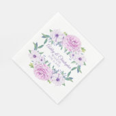 Aangepaste paarse sering lavendel bloem wit bruilo servet (Hoek)