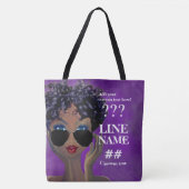Aangepaste Paarse Sorority Black Art Tote Bag (Voorkant)