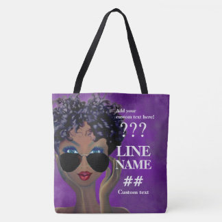 Aangepaste Paarse Sorority Black Art Tote Bag