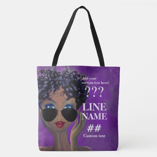 Aangepaste Paarse Sorority Black Art Tote Bag (Voorkant)