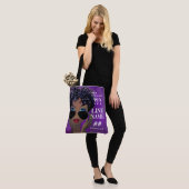 Aangepaste Paarse Sorority Black Art Tote Bag (Op model)