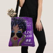 Aangepaste Paarse Sorority Black Art Tote Bag (Dichtbij)