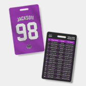 Aangepaste Paarse Speler Team Roster Kaart Sport B Badge (Voor- en achterkant)