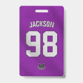 Aangepaste Paarse Speler Team Roster Kaart Sport B Badge (Voorzijde)