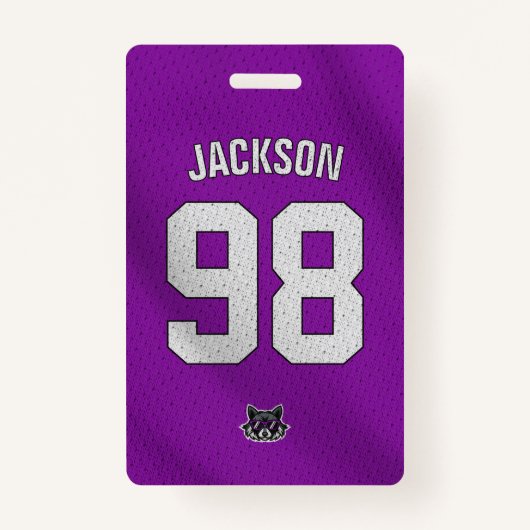 Aangepaste Paarse Speler Team Roster Kaart Sport B Badge (Voorkant)