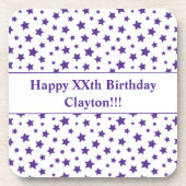 Aangepaste Paarse sterren met bericht verjaardagsf Bier Onderzetter (Voorkant)