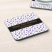 Aangepaste Paarse sterren met bericht verjaardagsf Bier Onderzetter (Linkerzijde)