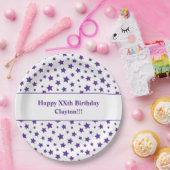 Aangepaste Paarse sterren met bericht verjaardagsf Papieren Bordje (Feest)