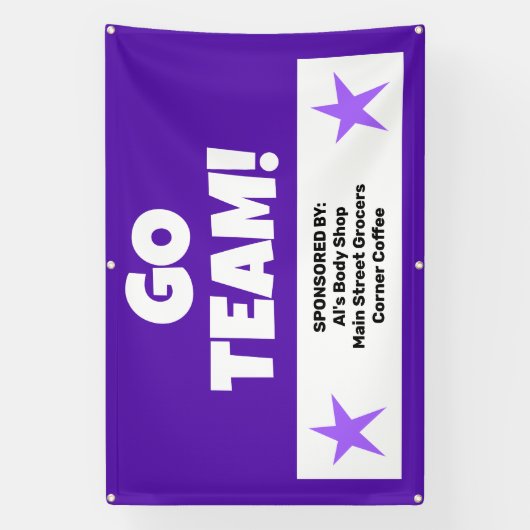 Aangepaste Paarse Teambanner Spandoek (Verticaal)