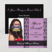 Aangepaste Paarse uitnodiging voor partij (Voorkant / Achterkant)