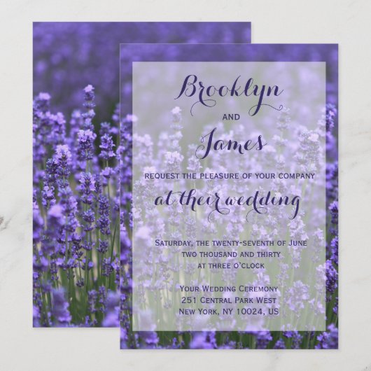 Aangepaste Paarse uitnodigingen voor weddenschappe (Voorkant / Achterkant)