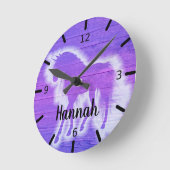 Aangepaste Paarse Unicorn Ronde Klok (Hoek)