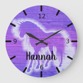 Aangepaste Paarse Unicorn Ronde Klok