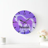 Aangepaste Paarse Unicorn Ronde Klok (Huis)