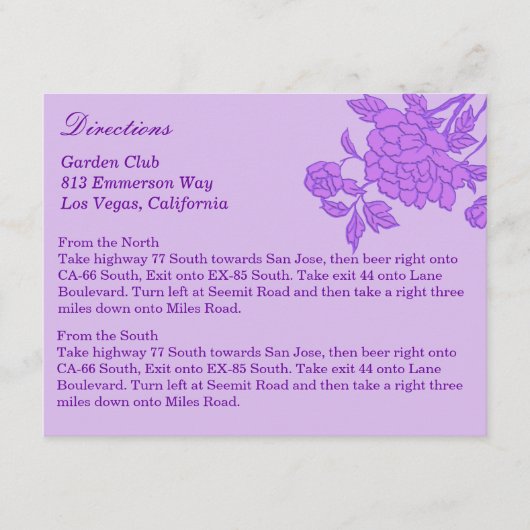 Aangepaste Paarse ventilatorrichtkaarten Informatiekaartje (Voorkant)