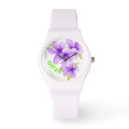 Aangepaste Paarse Violets Floral Watch Horloge