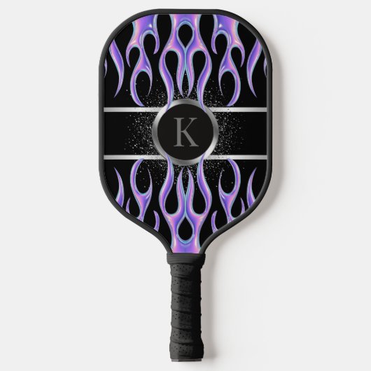 Aangepaste Paarse vlam Metallic gepersonaliseerd Pickleball Paddle (Voorkant)