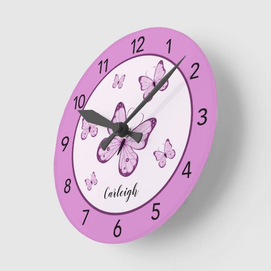 Aangepaste Paarse vlinder Ronde Klok (Hoek)