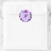 Aangepaste Paarse vlinders Ronde Sticker (Tas)